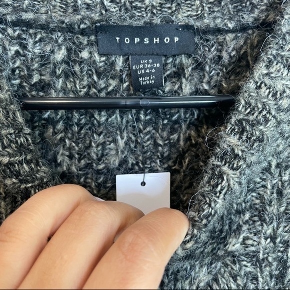NWT Topshop Charcoal Cable Knit Sweater - Picture 12 of 13